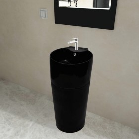 Round Ceramic Basin with Black Tap/Drain Hole by vidaXL, Sinks - Ref: Foro24-141943, Price: 312,65 €, Discount: %