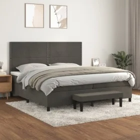 Box spring bed with dark gray velvet mattress 200x200 cm by , Beds and slatted bases - Ref: Foro24-3137804, Price: 670,57 €, ...