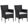 Set comedor jardín 3 pzas ratán sintético madera maciza negro