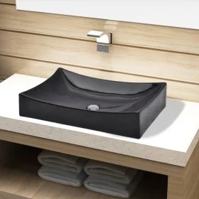 Black rectangular ceramic washbasin by vidaXL, Sinks - Ref: Foro24-141926, Price: 89,64 €, Discount: %