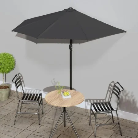 Sombrilla de balcón semicircular palo aluminio gris 270x144 cm de , Sombrillas - Ref: Foro24-44589, Precio: 56,80 €, Descuent...