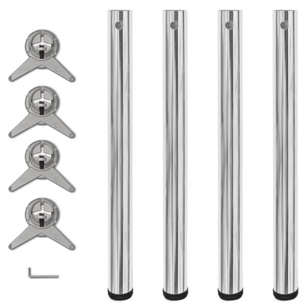 4 height-adjustable table legs 710 mm chrome color by vidaXL, Table legs - Ref: Foro24-242133, Price: 63,89 €, Discount: %