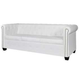 Chesterfield 3-Sitzer-Sofa aus weißem Kunstleder von vidaXL, Sofas - Ref: Foro24-242372, Preis: 482,63 €, Rabatt: %