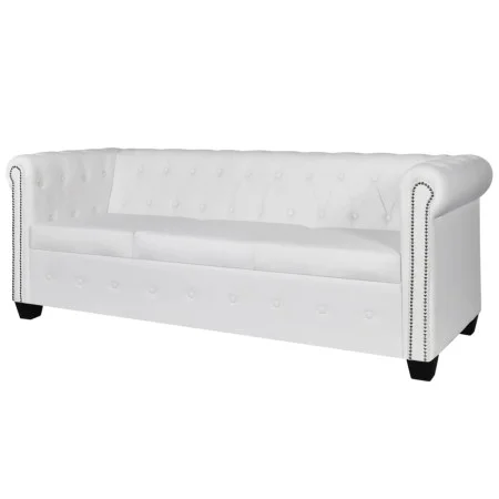 Chesterfield 3-seater sofa white synthetic leather by vidaXL, Sofas - Ref: Foro24-242372, Price: 475,97 €, Discount: %