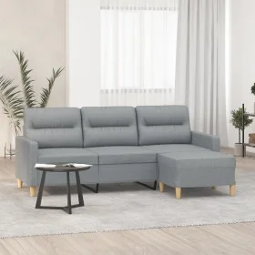 3-seater sofa with light gray fabric stool 180 cm by , Sofas - Ref: Foro24-3201073, Price: 309,68 €, Discount: %