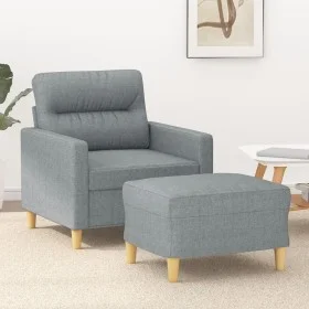 Armchair with stool light gray fabric 60 cm by , Sofas - Ref: Foro24-3201065, Price: 190,78 €, Discount: %