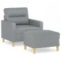 Sessel mit Hocker hellgrauer Stoff 60 cm von , Sofas - Ref: Foro24-3201065, Preis: 190,78 €, Rabatt: %