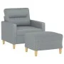 Sessel mit Hocker hellgrauer Stoff 60 cm von , Sofas - Ref: Foro24-3201065, Preis: 190,78 €, Rabatt: %