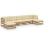 Gartenmöbel-Set 7-tlg. Kissen aus honigbraunem Kiefernholz von , Gartensets - Ref: Foro24-3077127, Preis: 645,15 €, Rabatt: %
