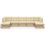 Set de muebles de jardín 7 pzs cojines madera pino marrón miel de , Conjuntos de jardín - Ref: Foro24-3077127, Precio: 636,19...