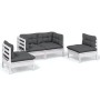 4-teiliges Gartenmöbel-Set mit Kissen aus massivem Kiefernholz von , Gartensets - Ref: Foro24-3096173, Preis: 345,49 €, Rabat...