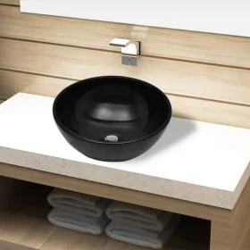Round Black Ceramic Washbasin by vidaXL, Sinks - Ref: Foro24-141929, Price: 66,50 €, Discount: %