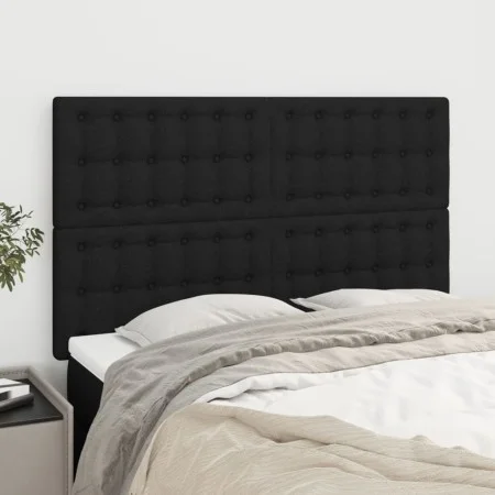 Cabeceros 4 unidades tela negro 72x5x78/88 cm de , Cabeceros y pies de cama - Ref: Foro24-3116766, Precio: 109,06 €, Descuent...