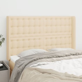 Headboard with cream fabric ears 147x16x118/128 cm by , Headboards and footboards - Ref: Foro24-3120017, Price: 134,07 €, Dis...