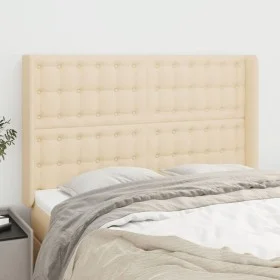 Headboard with cream fabric ears 147x16x118/128 cm by , Headboards and footboards - Ref: Foro24-3120017, Price: 116,04 €, Dis...