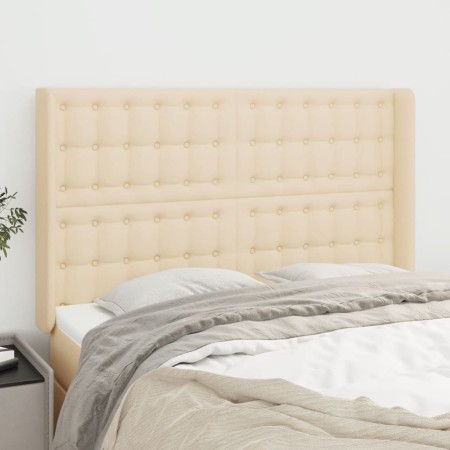 Headboard with cream fabric ears 147x16x118/128 cm by , Headboards and footboards - Ref: Foro24-3120017, Price: 134,07 €, Dis...
