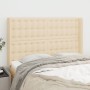 Kopfteil mit Ohren aus cremefarbenem Stoff, 147 x 16 x 118/128 cm von , Kopf- und Fußteile - Ref: Foro24-3120017, Preis: 134,...
