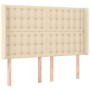 Headboard with cream fabric ears 147x16x118/128 cm by , Headboards and footboards - Ref: Foro24-3120017, Price: 134,07 €, Dis...