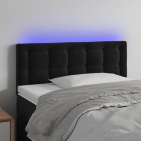 Kopfteil aus schwarzem Samt mit LED 80x5x78/88 cm von , Kopf- und Fußteile - Ref: Foro24-3122078, Preis: 37,84 €, Rabatt: %