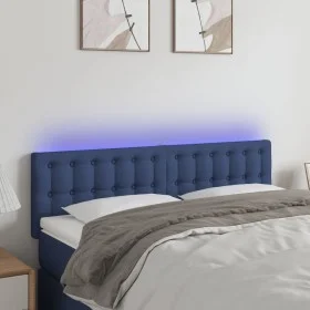 Cabecero con LED de tela azul 144x5x78/88 cm de , Cabeceros y pies de cama - Ref: Foro24-3122050, Precio: 58,20 €, Descuento: %