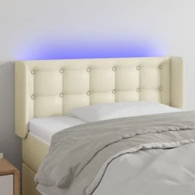 Kopfteil mit LED-Creme-Kunstleder 83x16x78/88 cm von , Kopf- und Fußteile - Ref: Foro24-3123310, Preis: 58,37 €, Rabatt: %