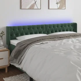 Dark green velvet headboard with LED 203x16x78/88 cm by , Headboards and footboards - Ref: Foro24-3123641, Price: 110,22 €, D...