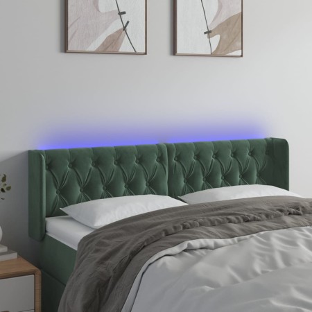 Cabecero con LED de terciopelo verde oscuro 163x16x78/88 cm de , Cabeceros y pies de cama - Ref: Foro24-3123629, Precio: 92,1...