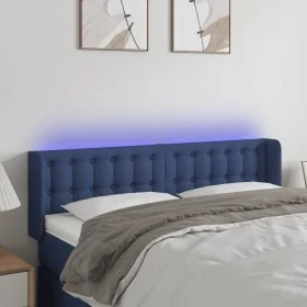 Blue fabric headboard with LED 147x16x78/88 cm by , Headboards and footboards - Ref: Foro24-3123674, Price: 65,40 €, Discount: %