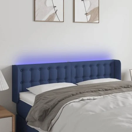 Cabecero con LED de tela azul 147x16x78/88 cm de , Cabeceros y pies de cama - Ref: Foro24-3123674, Precio: 65,39 €, Descuento: %