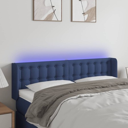Kopfteil aus blauem Stoff mit LED 147x16x78/88 cm von , Kopf- und Fußteile - Ref: Foro24-3123674, Preis: 68,27 €, Rabatt: %