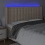 Kopfteil mit LED-Cappuccino-Kunstleder 147x16x118/128cm von , Kopf- und Fußteile - Ref: Foro24-3124143, Preis: 136,84 €, Raba...