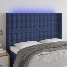 Blue fabric headboard with LED 147x16x118/128 cm by , Headboards and footboards - Ref: Foro24-3124486, Price: 120,36 €, Disco...