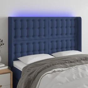 LED-Kopfteil aus blauem Stoff, 147 x 16 x 118/128 cm von , Kopf- und Fußteile - Ref: Foro24-3124486, Preis: 115,25 €, Rabatt: %