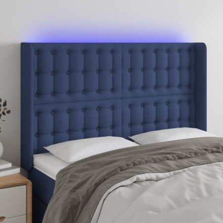 LED-Kopfteil aus blauem Stoff, 147 x 16 x 118/128 cm von , Kopf- und Fußteile - Ref: Foro24-3124486, Preis: 120,36 €, Rabatt: %