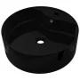 Lavabo de cerámica con agujero para grifo/desagüe negro redondo de vidaXL, Lavabos - Ref: Foro24-141939, Precio: 70,60 €, Des...