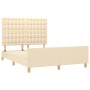 Bed frame with cream fabric headboard 140x200 cm by , Beds and slatted bases - Ref: Foro24-3125386, Price: 236,46 €, Discount: %