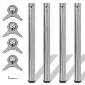 4 height-adjustable table legs 710 mm polished nickel color by vidaXL, Table legs - Ref: Foro24-242136, Price: 61,21 €, Disco...