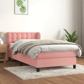 Box spring bed with pink velvet mattress 90x190 cm by , Beds and slatted bases - Ref: Foro24-3127708, Price: 320,64 €, Discou...