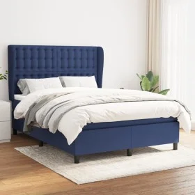 Box spring bed with blue fabric mattress 140x200 cm by , Beds and slatted bases - Ref: Foro24-3128291, Price: 503,92 €, Disco...