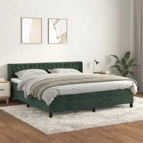 Box spring bed with dark green velvet mattress 180x200 cm by , Beds and slatted bases - Ref: Foro24-3131156, Price: 574,33 €,...