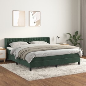 Cama box spring con colchón terciopelo verde oscuro 180x200 cm de , Camas y somieres - Ref: Foro24-3131156, Precio: 585,20 €,...