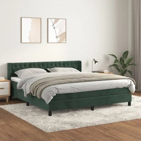 Box spring bed with dark green velvet mattress 180x200 cm by , Beds and slatted bases - Ref: Foro24-3131156, Price: 574,33 €,...