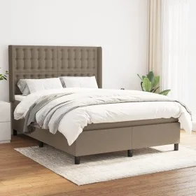 Box spring bed with taupe gray fabric mattress 140x200 cm by , Beds and slatted bases - Ref: Foro24-3131757, Price: 530,79 €,...