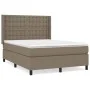 Box spring bed with taupe gray fabric mattress 140x200 cm by , Beds and slatted bases - Ref: Foro24-3131757, Price: 530,79 €,...