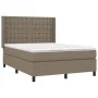 Box spring bed with taupe gray fabric mattress 140x200 cm by , Beds and slatted bases - Ref: Foro24-3131757, Price: 530,79 €,...