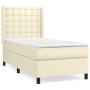 Cama box spring con colchón cuero sintético crema 