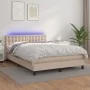 Cama box spring colchón LED cuero sintético capuchino 140x200cm de , Camas y somieres - Ref: Foro24-3134230, Precio: 436,52 €...