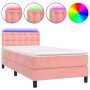 Boxspringbett mit Matratze und LED-Rosa-Samt 90x200 cm von , Betten und Lattenroste - Ref: Foro24-3134626, Preis: 300,31 €, R...