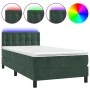 Box spring bed with mattress and LED dark green velvet 90x190 cm by , Beds and slatted bases - Ref: Foro24-3134618, Price: 30...