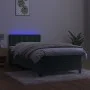 Box spring bed with mattress and LED dark green velvet 90x190 cm by , Beds and slatted bases - Ref: Foro24-3134618, Price: 30...